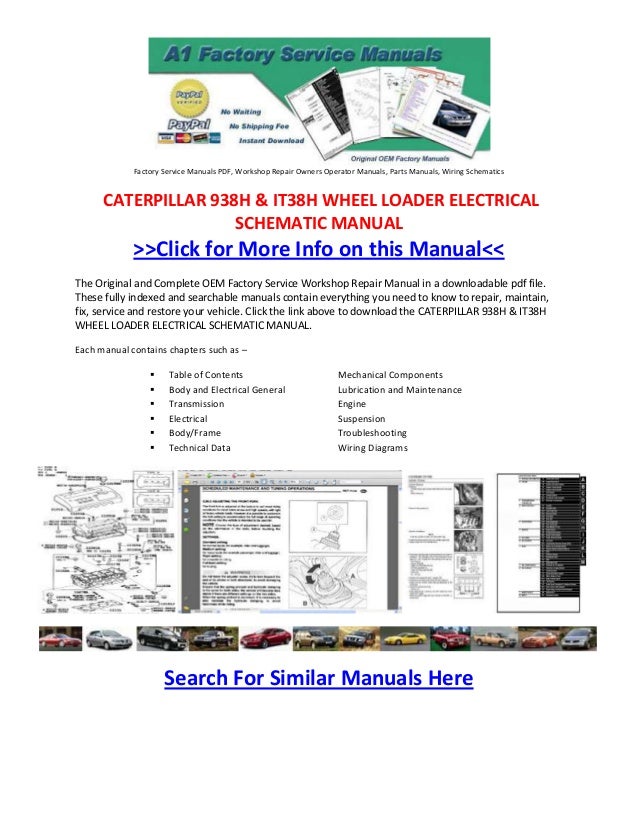 cat caterpillar 938h it38h wheel loader hydraulic schematic manual